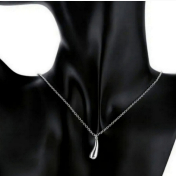 Sterling Silver Plated Waterdrop Jewelry Set Bracelet Necklace Earrings - Picture 13 of 14